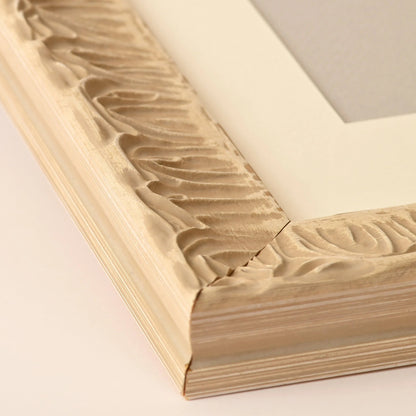 Raised Ornate Patterned Frame With Sand Beige Finish On Scooped Profile