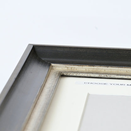 Distressed Black Wash Frame With Silver Lip On Scoop Profile