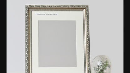 Elegant Vintage Brushed SilverFrame with Beaded Accents