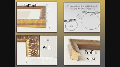 Ornate Gothic Patterned Frame With Distressed Gold Finish On Scoop Profile