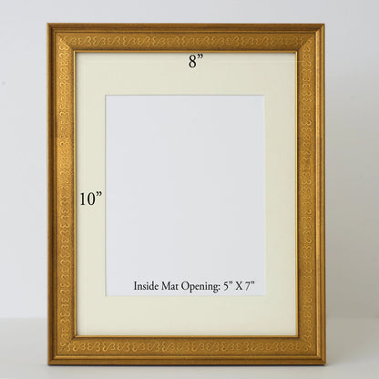 Antiqued Gold Frame With Open-Heart Embossed Pattern