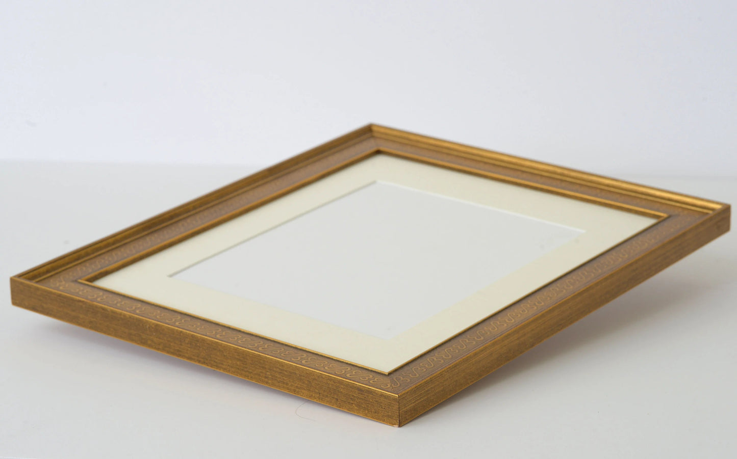 Antiqued Gold Frame With Open-Heart Embossed Pattern