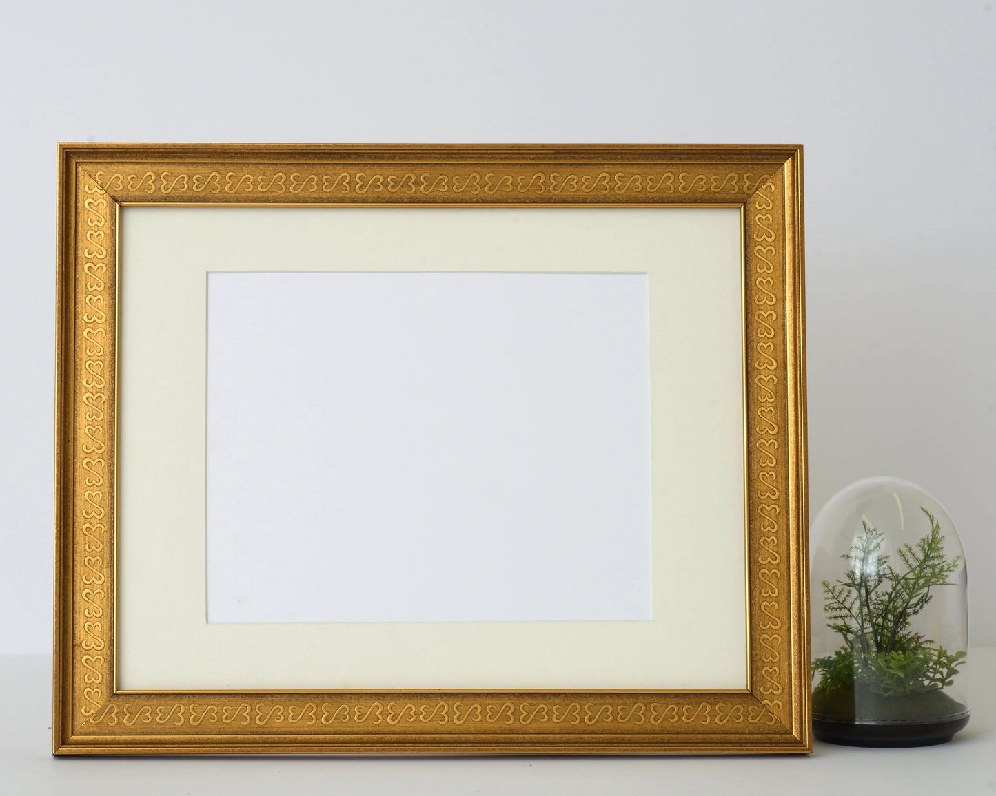 Antiqued Gold Frame With Open-Heart Embossed Pattern