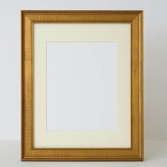 Antiqued Gold Frame With Open-Heart Embossed Pattern