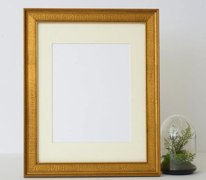 Antiqued Gold Frame With Open-Heart Embossed Pattern